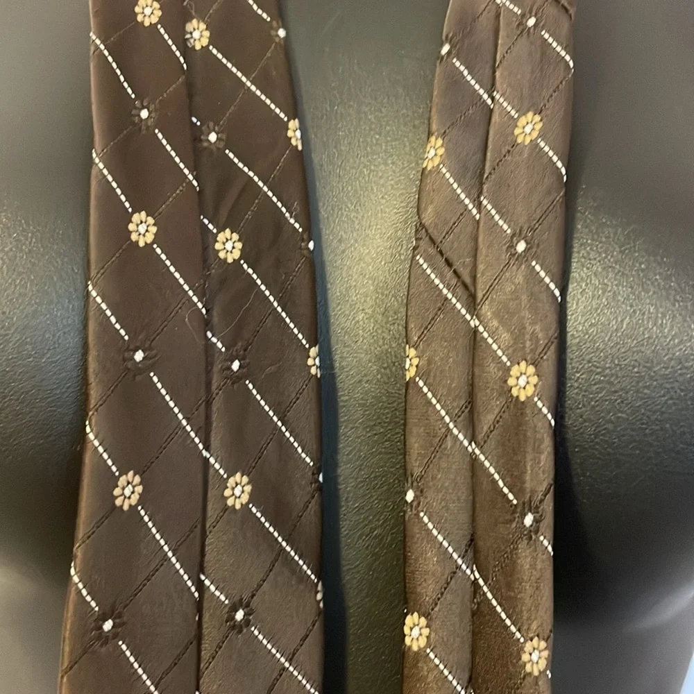 Givenchy Brown Floral Embroidered Polyester Vintage Necktie Tie